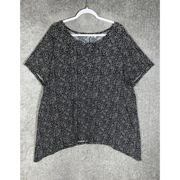 Croft & Barrow Black Textured Abstract Sharkbite Hem Top Womens‎ Size 3X Stretch - Picture 1 of 15